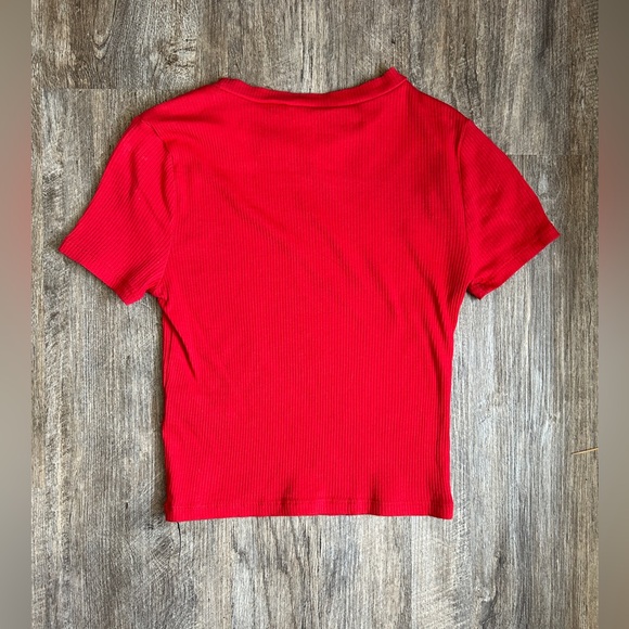 H&M Divided Red Ribbed Crop Top - Picture 2 of 3